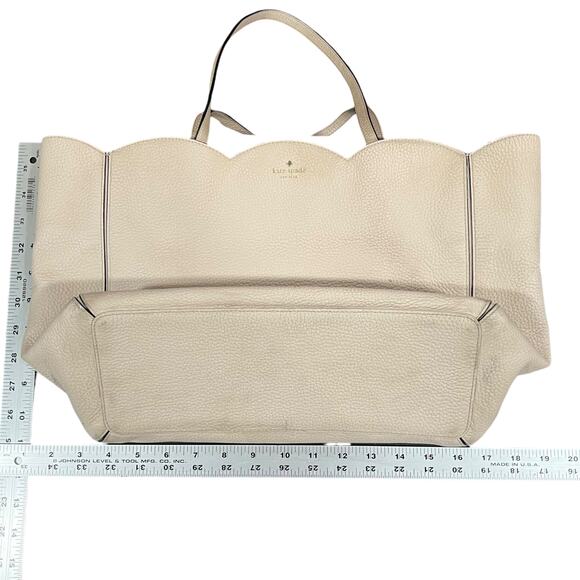 Kate Spade New York Large White Pebbled Leather Tote Shoulder Bag - Picture 13 of 16